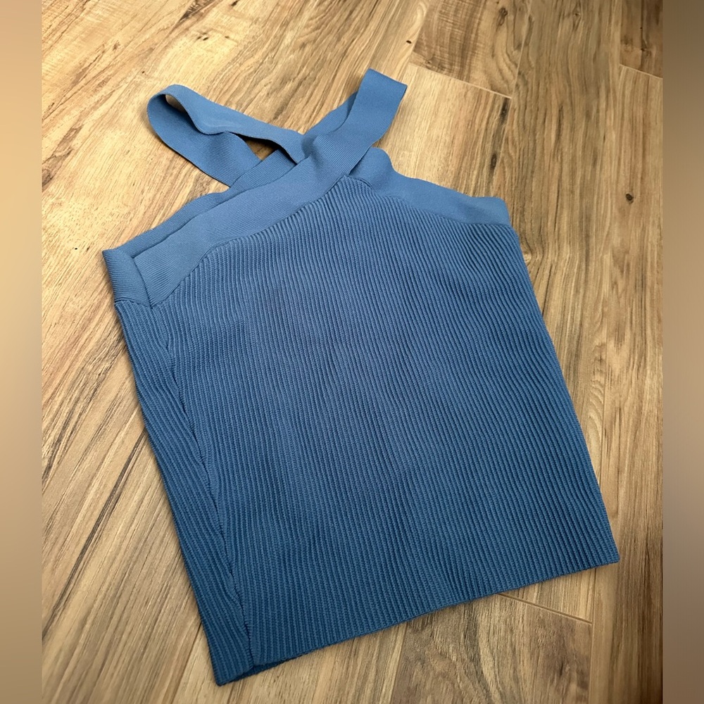 Blue Ribbed Women's Top - Picture 1 of 3